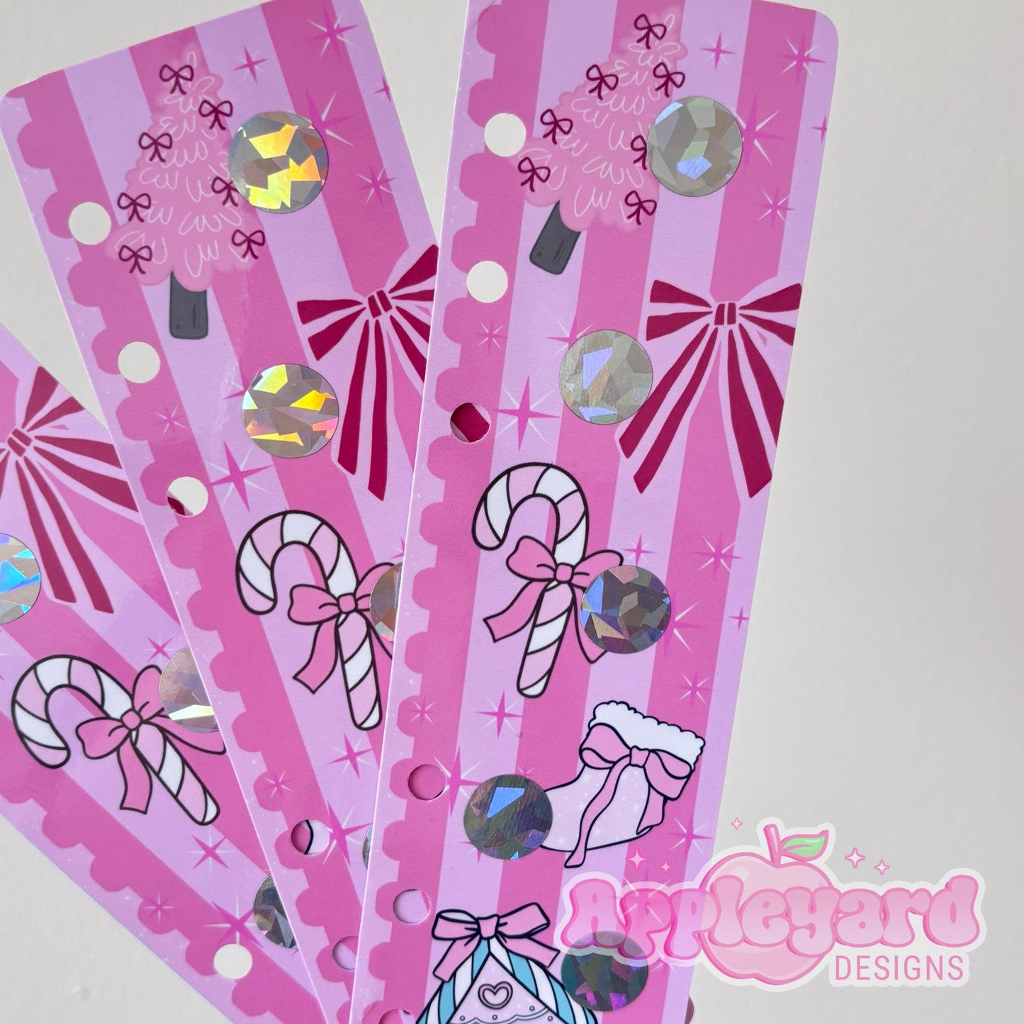 Pink Christmas bookmark scratch off tracker