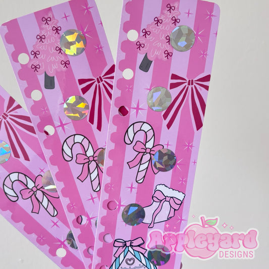 Pink Christmas bookmark scratch off tracker