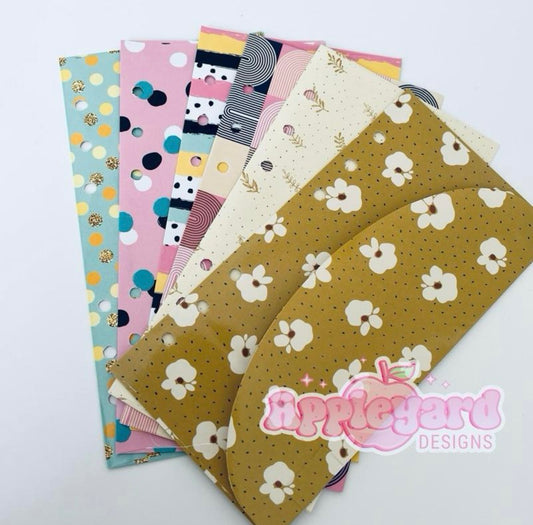 Pack of 6 money wallets for cash stuffing binder