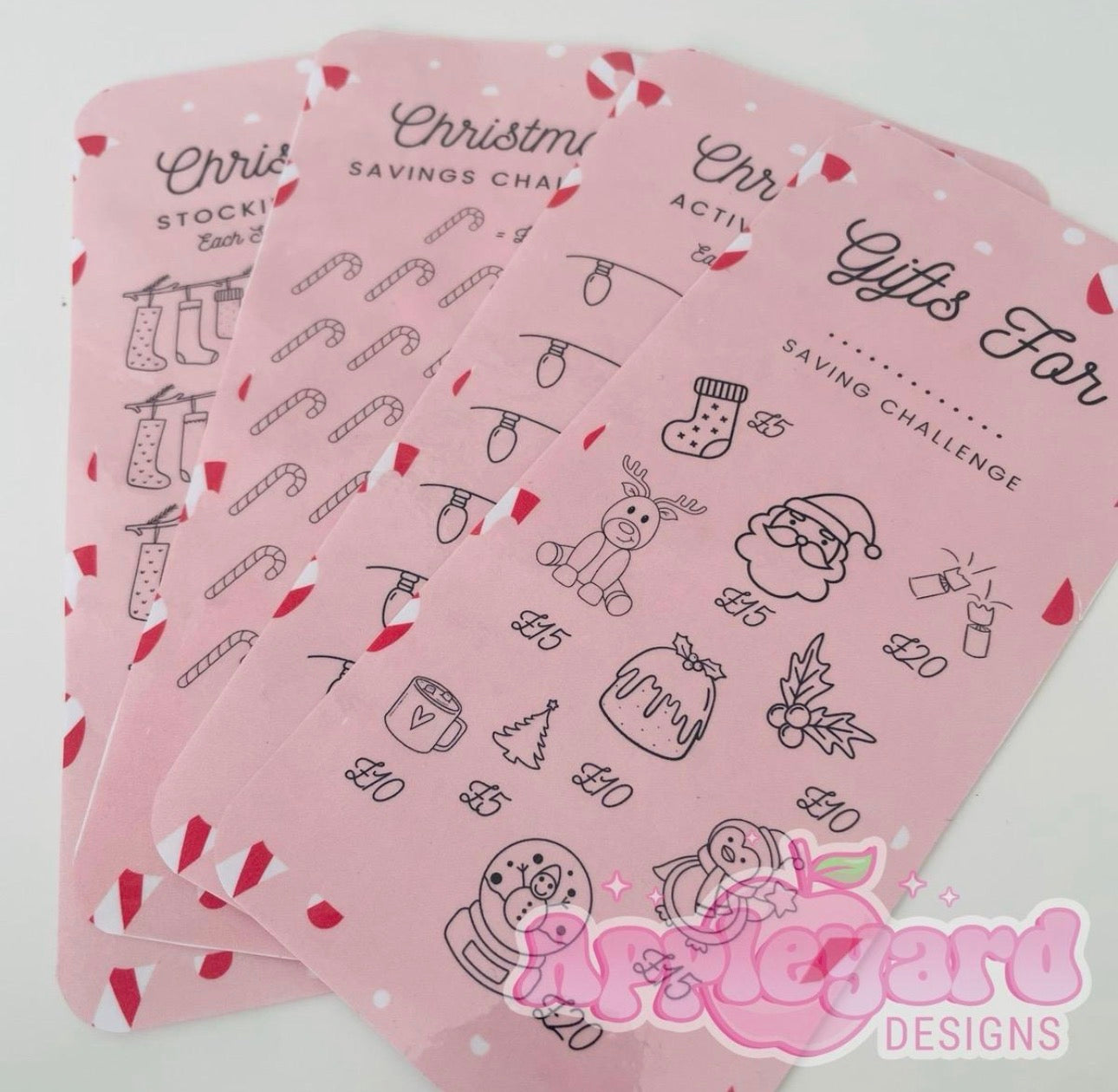 Set of 4 Christmas Savings Challenge Cards